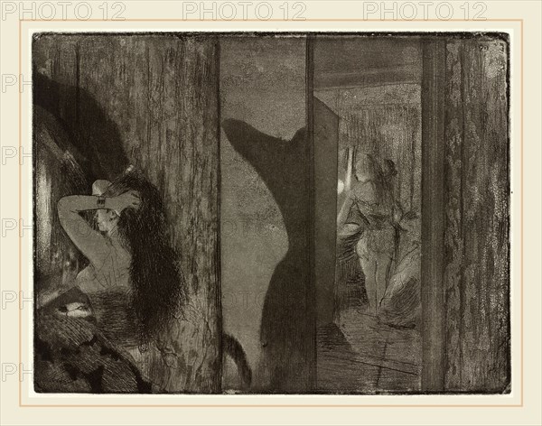 Edgar Degas, Actresses in Their Dressing Rooms (Loges d'actrices), French, 1834-1917, c. 1879-1880, etching and aquatint