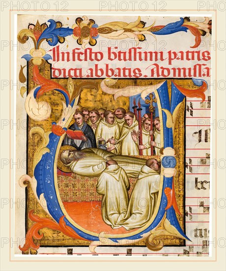 Fra Gregorio Mutii da Montalcino, Death of Saint Benedict, Sienese, died 1395, 1390-1395, miniature on vellum