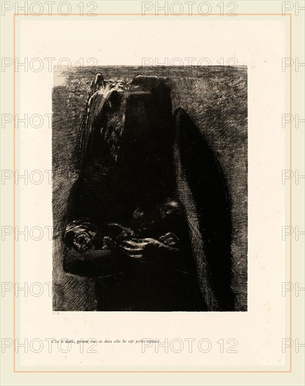 Odilon Redon, C'est le Diable, French, 1840-1916, 1888, lithograph on chine collé