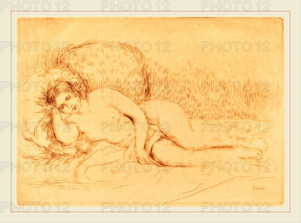 Auguste Renoir, Woman Reclining (Femme couchee), French, 1841-1919, 1906, color etching on japan paper