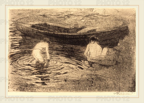 Albert Besnard, French (1849-1934), Bathing at Talloires (La baignade à Talloires), 1888, etching and aquatint