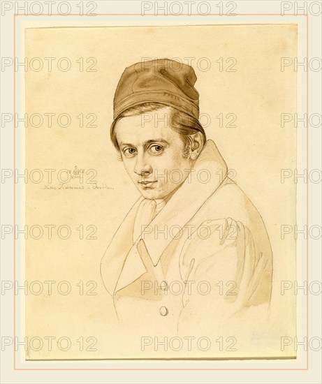 Carl Oesterley, German (1805-1891), Adolf Zimmermann, 1828, pen and brown ink with brown wash over graphite on wove paper