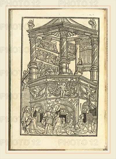 Terence [Publius Terentius Afer] (author), German 15th Century (artist) Johann Trechsel (publisher) (active 1488-1498), Comoediae, published August 29, 1493, bound volume with 161 woodcut illustrations (159 woodblocks, 8 repeats, 1 woodcut  titlepage showing the author in his study and 1 full-page woodcut of an antique theater [a4v])