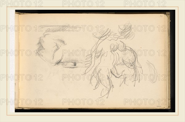 Paul Cézanne, Women Bathers and a Roll of Paper, French, 1839-1906, 1882-1885, graphite on wove paper