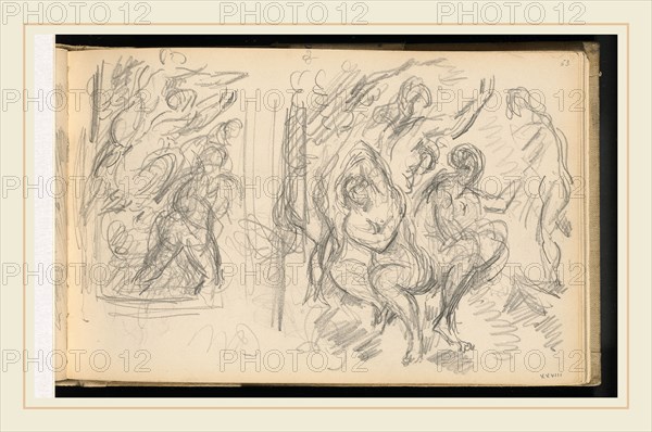Paul Cézanne, Two Studies for "The Judgement of Paris" or "The Amorous Shepherd", French, 1839-1906, 1883-1886, graphite on wove paper