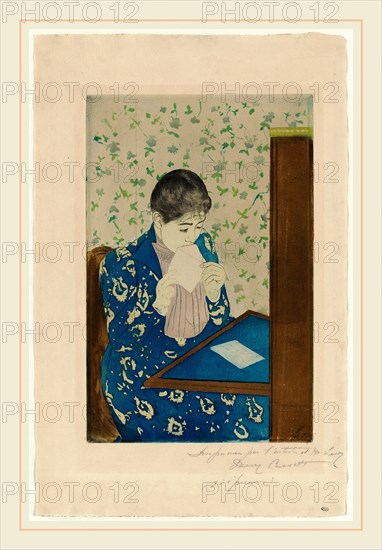 Mary Cassatt, The Letter, American, 1844-1926, c. 1891, drypoint, soft-ground etching, and aquatint in color