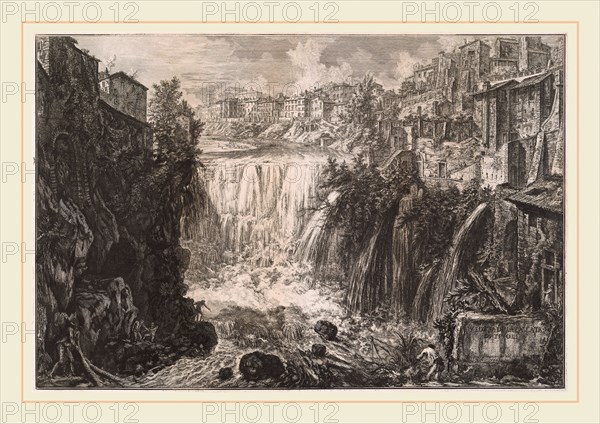 Giovanni Battista Piranesi, Veduta della Cascata di Tivoli, Italian, 1720-1778, 1766, etching