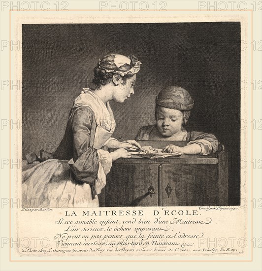 Bernard Lepicie after Jean Siméon Chardin, La Maitresse d'ecole, French, 1698-1755, 1740, engraving