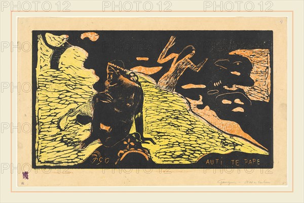 Paul Gauguin, French (1848-1903), Auti te Pape (Women at the River), 1894-1895, woodcut printed in yellow, orange and black by Louis Roy