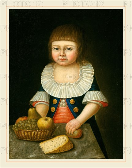 American 18th Century, Boy with a Basket of Fruit, c. 1790, oil on canvas