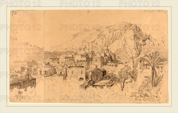 Gustaf Wilhelm Palm (Swedish, 1810-1890), View of Capri, 1841, graphite and gray wash