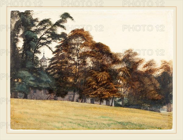 George Howard, 9th earl of Carlisle, The Grounds at Castle Howard, British, 1843-1911, watercolor touched with gum arabic over graphite on paperboard