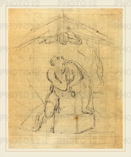 William Blake, British (1757-1827), Los and His Spectre [verso], c. 1804-1807, graphite, squared