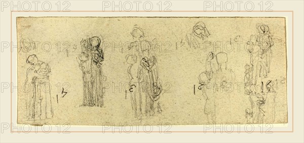 John Flaxman, British (1755-1826), Sheet of Studies [recto and verso], graphite