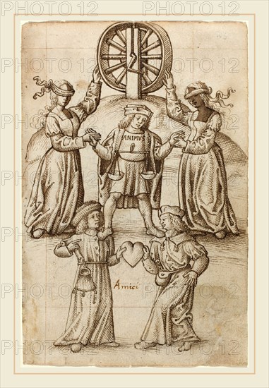 French early 16th century, "Friendship Is Equality; A Friend Is Another Self" [fol. 10 recto], c. 1512-1515, pen and brown ink with brown wash on laid paper