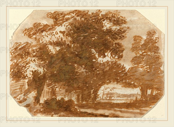 Claude Lorrain, French (1604-1605-1682), Grove of Trees, c. 1640, pen and brown ink with gray wash on laid paper