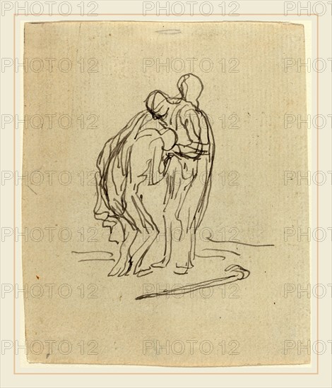 Honoré Daumier, French (1808-1879), The Prodigal Son, pen and black ink with wash on laid paper