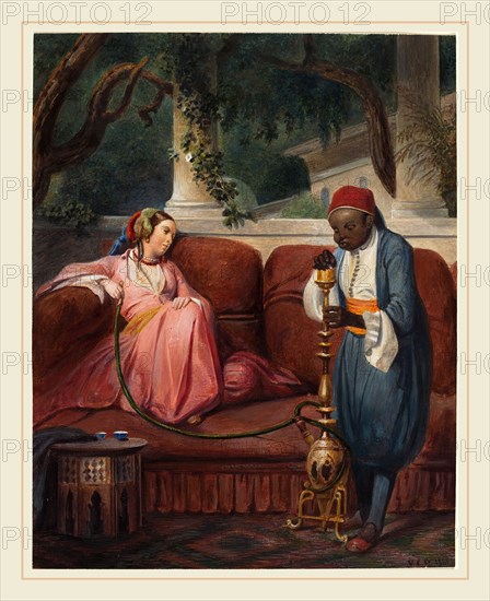 Master VCD, French (19th century), Oriental Woman with a Waterpipe, probably 1845, watercolor and gouache over graphite on wove paper