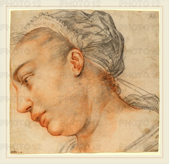 Hendrik Goltzius, Dutch (1558-1617), Head of a Young Woman, c. 1605, black and red chalk on laid paper