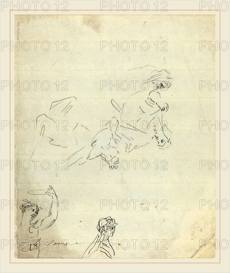 Giovanni Battista Cipriani, Italian (1727-1785), Figure Studies [verso], pen and black ink and graphite on laid paper