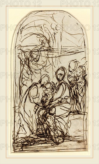 Italian 17th Century, The Mystic Marriage of Saint Catherine?, c. 1600, pen and brown ink on laid paper