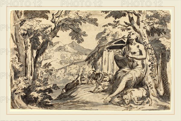 after Pietro Testa, The Prodigal Son, 18th century, pen and brown ink with gray wash on laid paper