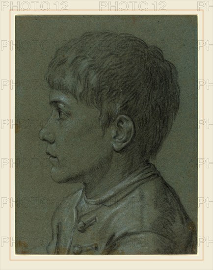 Paolo Farinati, Italian (1524-1606), Head of a Boy, black and white chalk on blue paper