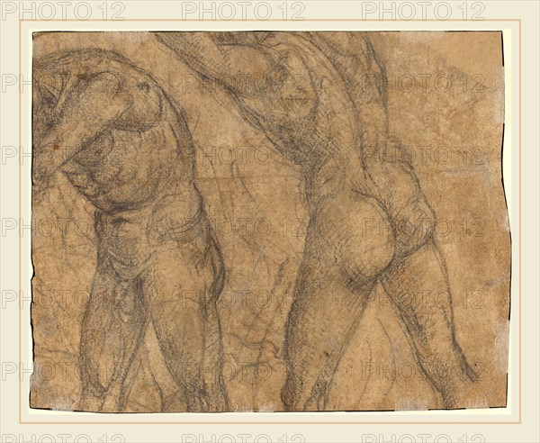 Luca Signorelli, Italian (1445-1450-1523), Two Nude Figures [verso], c. 1500, black chalk on tan laid paper