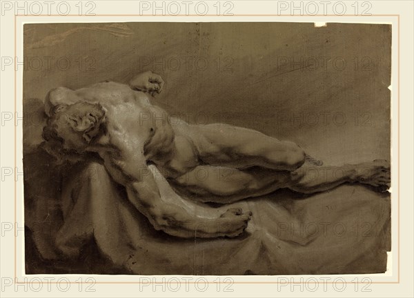 Georg Raphael Donner, Austrian (1693-1741), The Dead Christ, black, pink, and white chalk on gray-green heavy wove paper