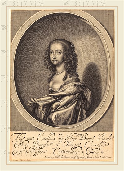 William Faithorne after Sir Anthony van Dyck,English, (1616-1691), Mary, Princess of Orange, engraving