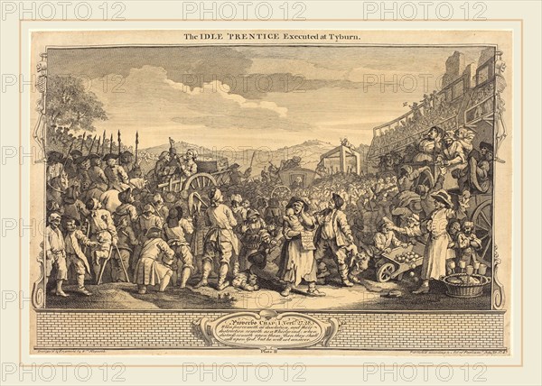 William Hogarth,English, (1697-1764), The Idle 'Prentice Executed at Tyburn, 1747, etching and engraving