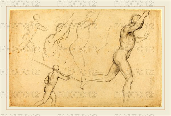 William Etty, British (1787-1849), Studies of Men Running, graphite on wove paper