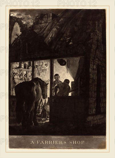 William Pether after Joseph Wright of Derby, British (probably 1731-1821), The Farrier's Shop, 1771, mezzotint on heavy laid paper