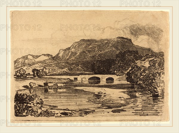 John Sell Cotman, British (1782-1842), Tan y Bwlch, North Wales, c. 1810-1815, softground etching touched with graphite on light brown wove paper