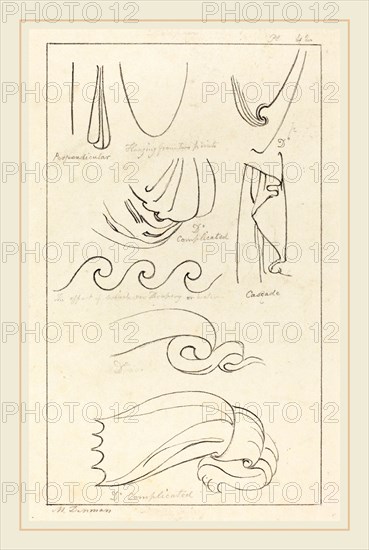 Maria Denman after John Flaxman, British (active 1812), Drapery, published 1829, lithograph [proof before letters]