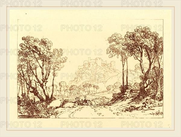 Joseph Mallord William Turner, British (1775-1851), The Castle Above the Meadows, published 1808, etching