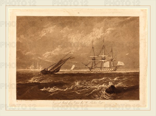 Joseph Mallord William Turner and Charles Turner, British (1775-1851), The Leader Sea Piece, published 1809, etching and mezzotint