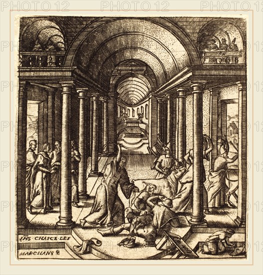 Léonard Gaultier, French (1561-1641), Christ Driving the Money Changers from the Temple, probably c. 1576-1580, engraving