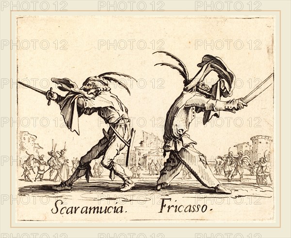 Jacques Callot, French (1592-1635), Scaramucia and Fricasso, c. 1622, etching