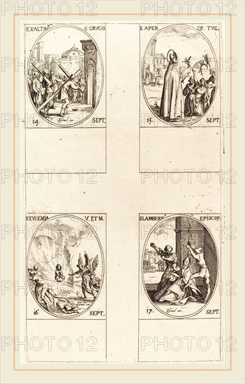 Jacques Callot, French (1592-1635), Exaltation of the Holy Cross; St. Aper; St. Euphemia; St. Lambert, etching