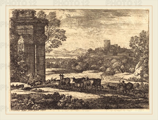 Claude Lorrain, French (1604-1605-1682), The Herd Returning in Stormy Weather (Le troupeau en marche par un temps orageux), c. 1650-1651, etching