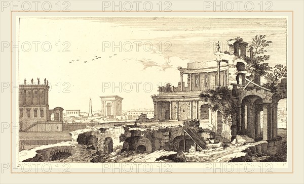 Sébastien Le Clerc I, French (1637-1714), Landscape with Classical Ruins, 1673, etching