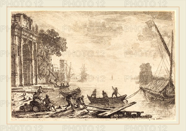 Claude Lorrain, French (1604-1605-1682), Harbor Scene with Rising Sun (Le soleil levant), 1634, etching