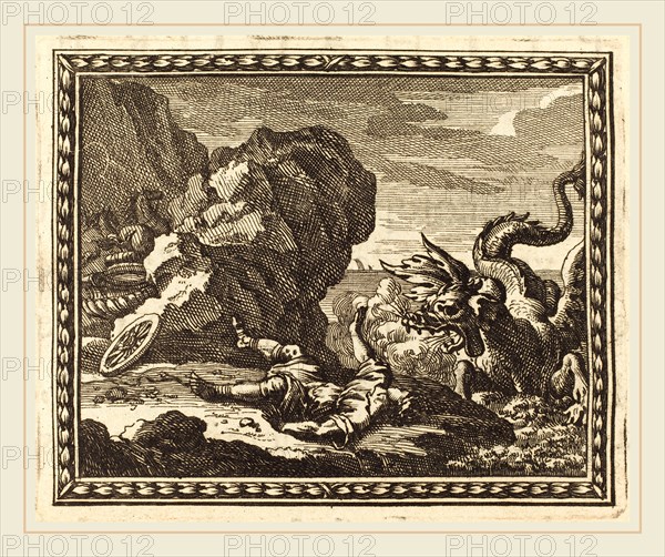 Jean Lepautre, French (1618-1682), Hippolytus and the Sea Monster, published 1676, etching and engraving on laid paper