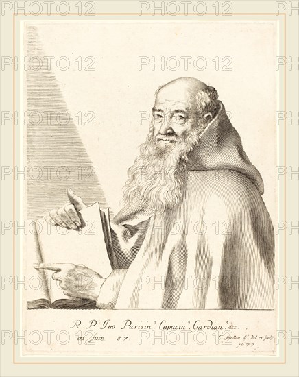 Claude Mellan, French (1598-1688), Pere Ives, 1677, engraving