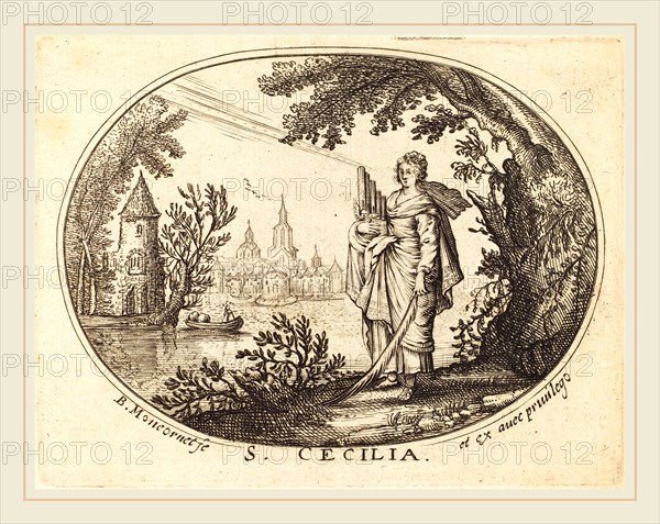 Balthasar Moncornet, French (c. 1600-1668), Saint Cecilia in a Landscape, engraving