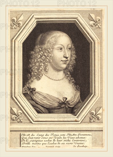 Robert Nanteuil after Henri Beaubrun, French (1623-1678), Marie d'Orléans-Longueville, Duchesse de Nemours, 1654, engraving