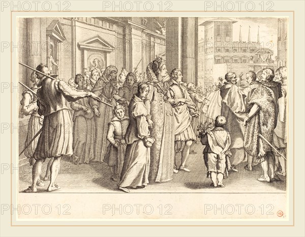 Jacques Callot, French (1592-1635), Grand Duchess at the Procession of the Young Girls, c. 1614, engraving