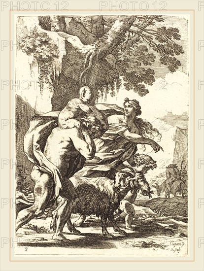 Nicolas Chapron, French (1612-c. 1656), Faun and Bacchante with a Child, 1650s, etching with engraving on laid paper