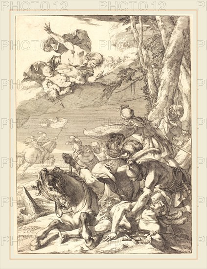 Laurent de La Hyre, French (1606-1656), The Conversion of Saint Paul, c. 1637, etching on laid paper